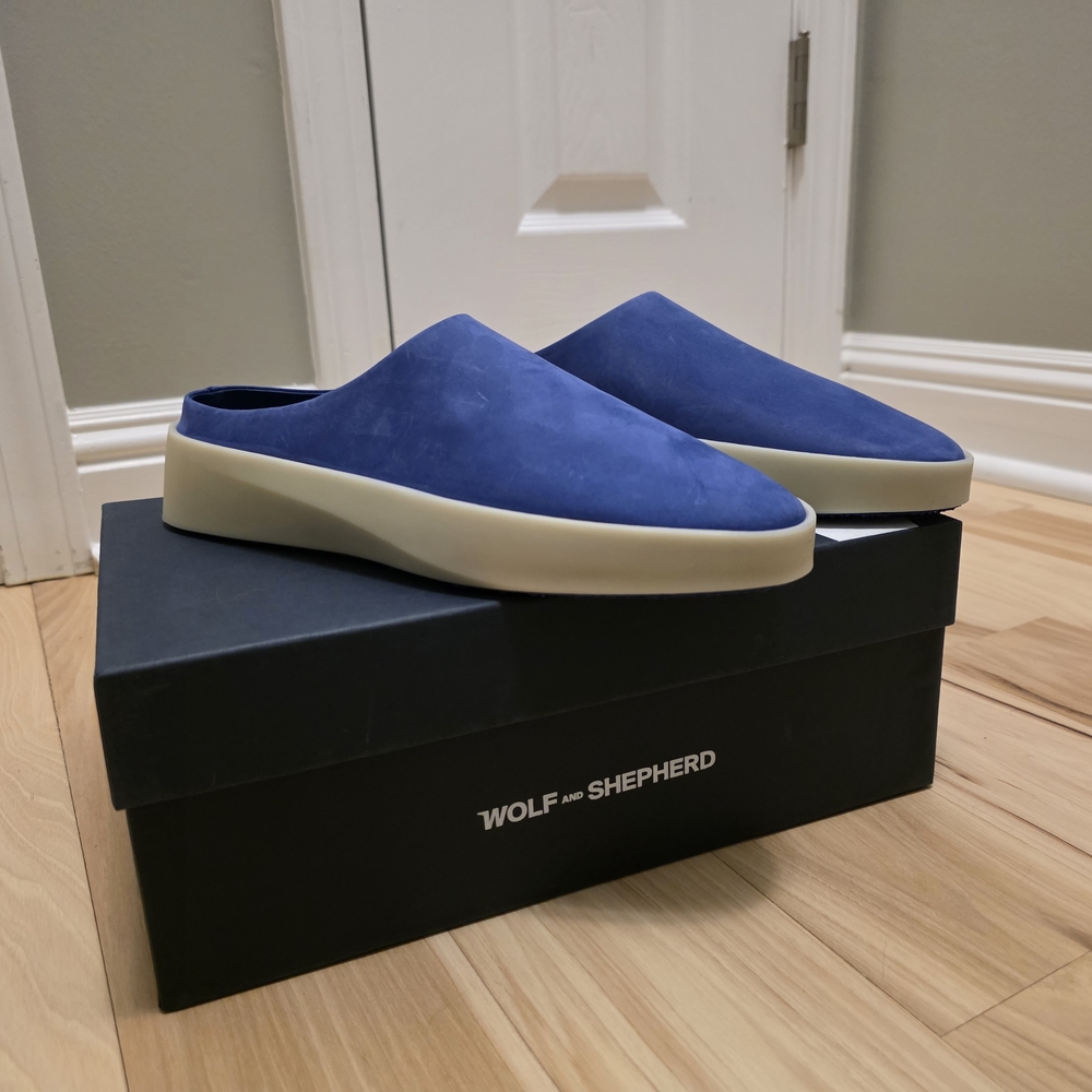 Wolf And Shepherd Cruise Mule Blue Slip Ons